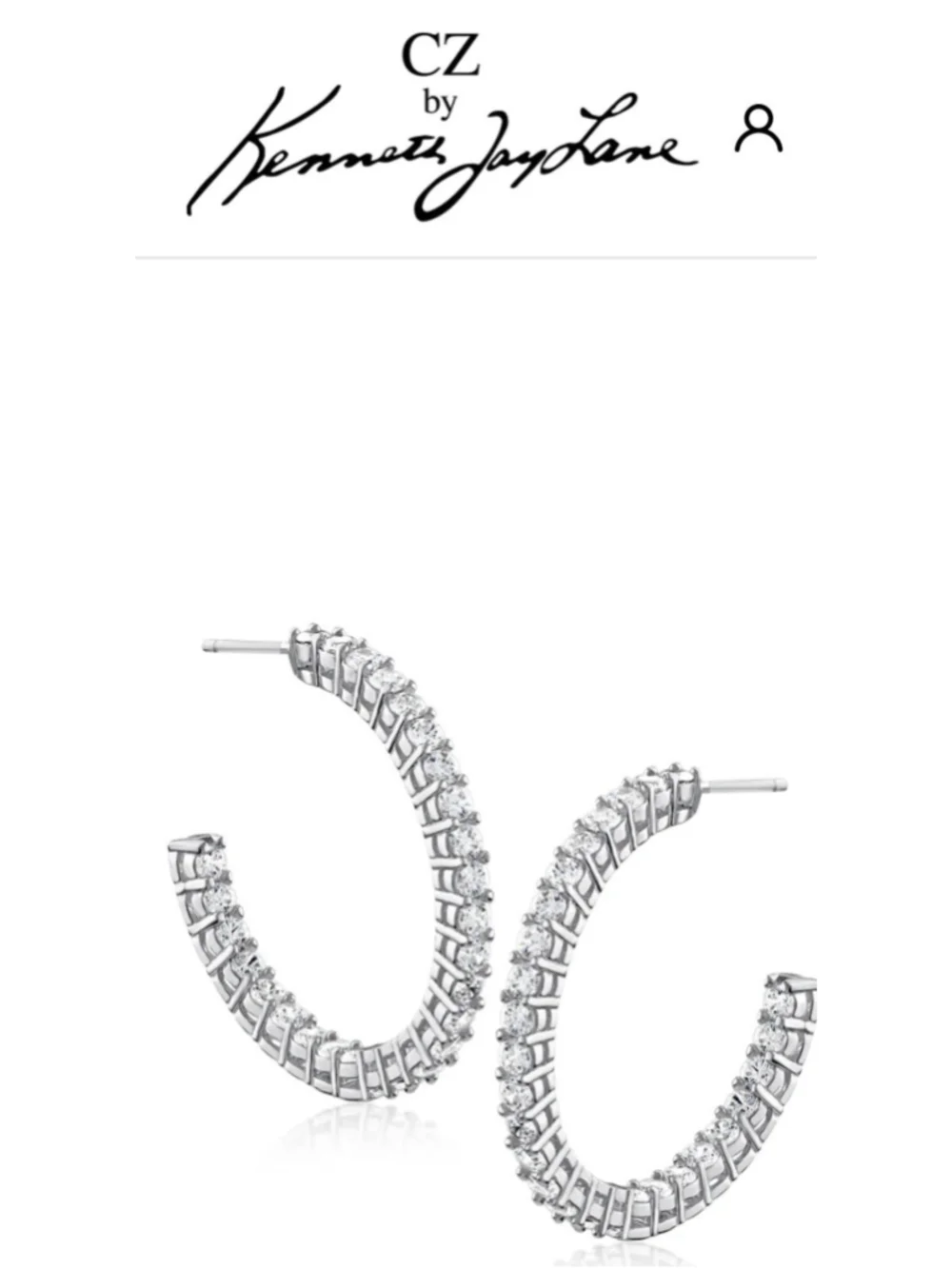 KJL Kenneth Jay Lane 1.5” InsideOut Hoop Earrings 52 Lg Stone Rhodium  Orig$200 - Picture 7 of 14
